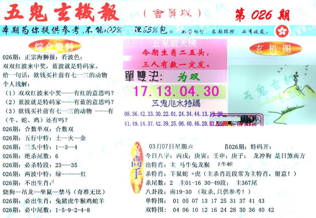 026期新五鬼玄机[图]