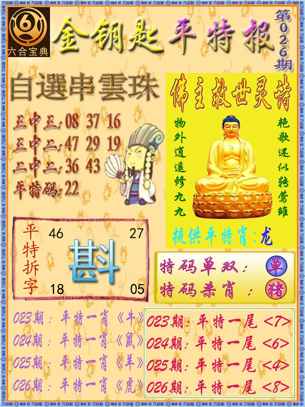 026期金钥匙平特报[图]