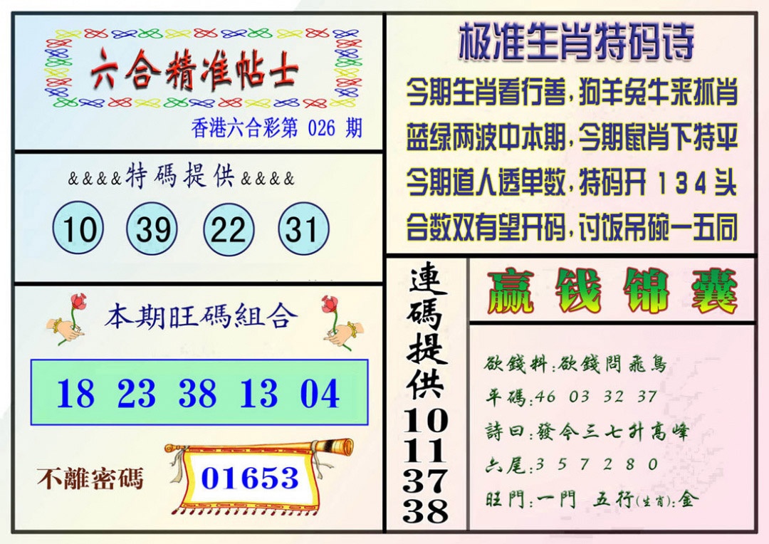 026期精准贴士[图]
